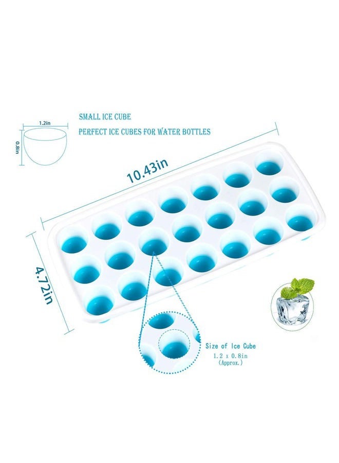 Clink Ice Cube Trays Easy Release-Odor free,Spill Resistant Lid Included,2 Pack, Small Size, Stackable 42 Cubes,Silicone(Blue) - Image 2
