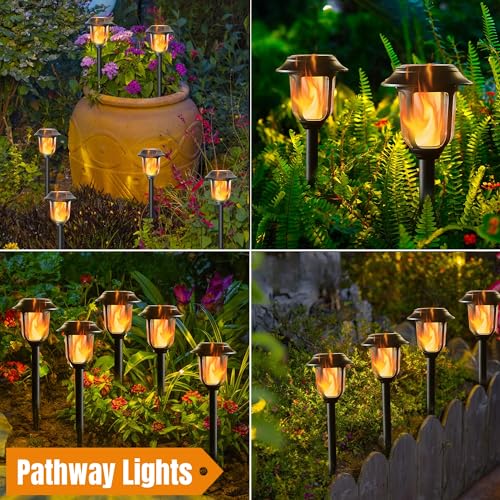 Dynaming Dual Use Solar Flame Lights Outdoor 6 Pack, Solar Flickering Flame Pathway Lights, Hanging Lantern Light, Auto On/Off & Waterproof for Garden Lawn Patio Yard Walkway Deck Driveway - Image 4