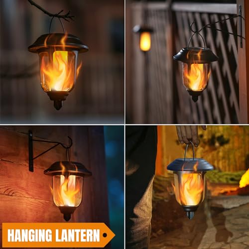 Dynaming Dual Use Solar Flame Lights Outdoor 6 Pack, Solar Flickering Flame Pathway Lights, Hanging Lantern Light, Auto On/Off & Waterproof for Garden Lawn Patio Yard Walkway Deck Driveway - Image 5