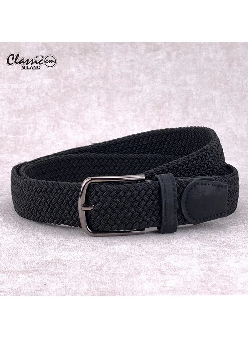 Classic Milano Braided Cotton Elastic Stretch Belt for Men & Women, Woven Canvas Web Belt with Gift Box, Adjustable Men's Belt | Full Length: 110CM (Free Size - Fits up to the waist of 40 Inches / 100 CM)