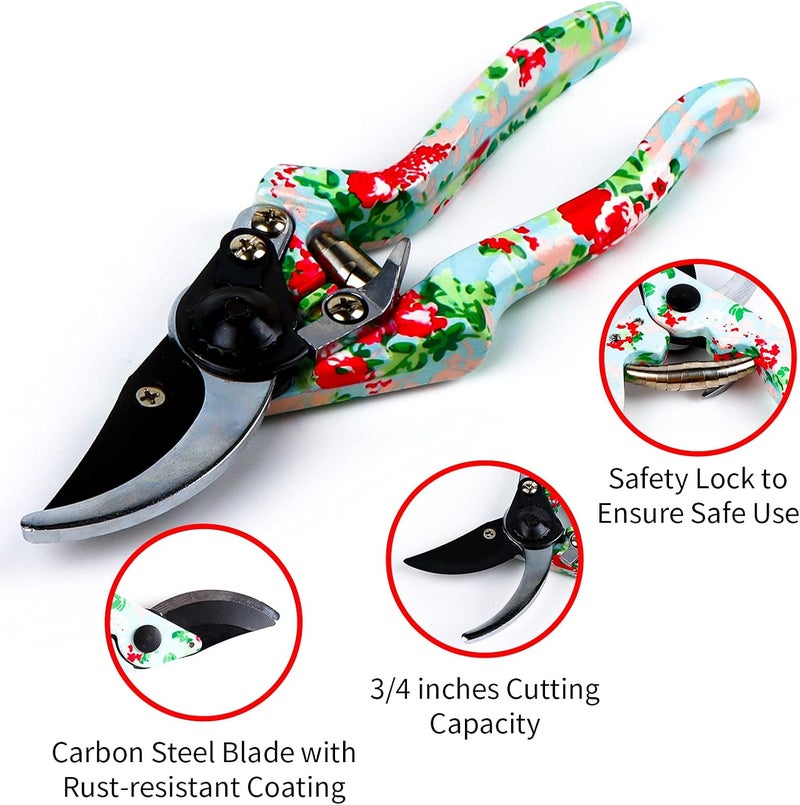 JUMPHIGH Floral Garden Tools Set, 11 PCS Heavy Duty Gardening Tools Includes Hand Trowel Rake Weeder Pruner Sprayer, Gardening Gifts for Women, Garden Kit with Storage Tote Bag and Garden Gloves - Image 4