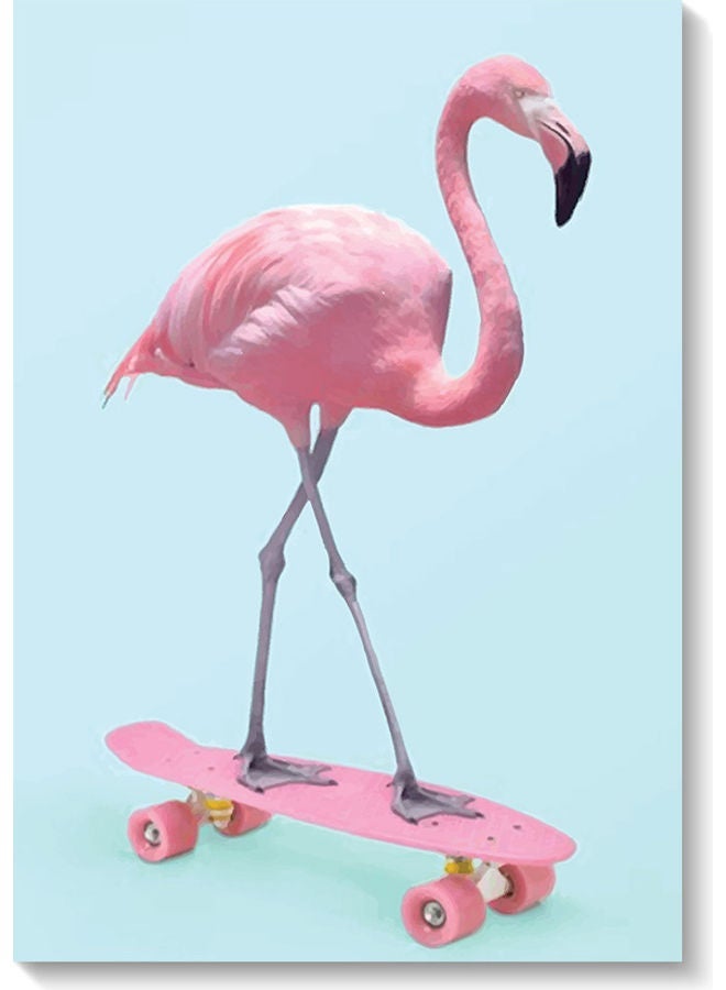RYN Flamingo Printed Wall Art Blue/Pink 40x60cm - Image 2