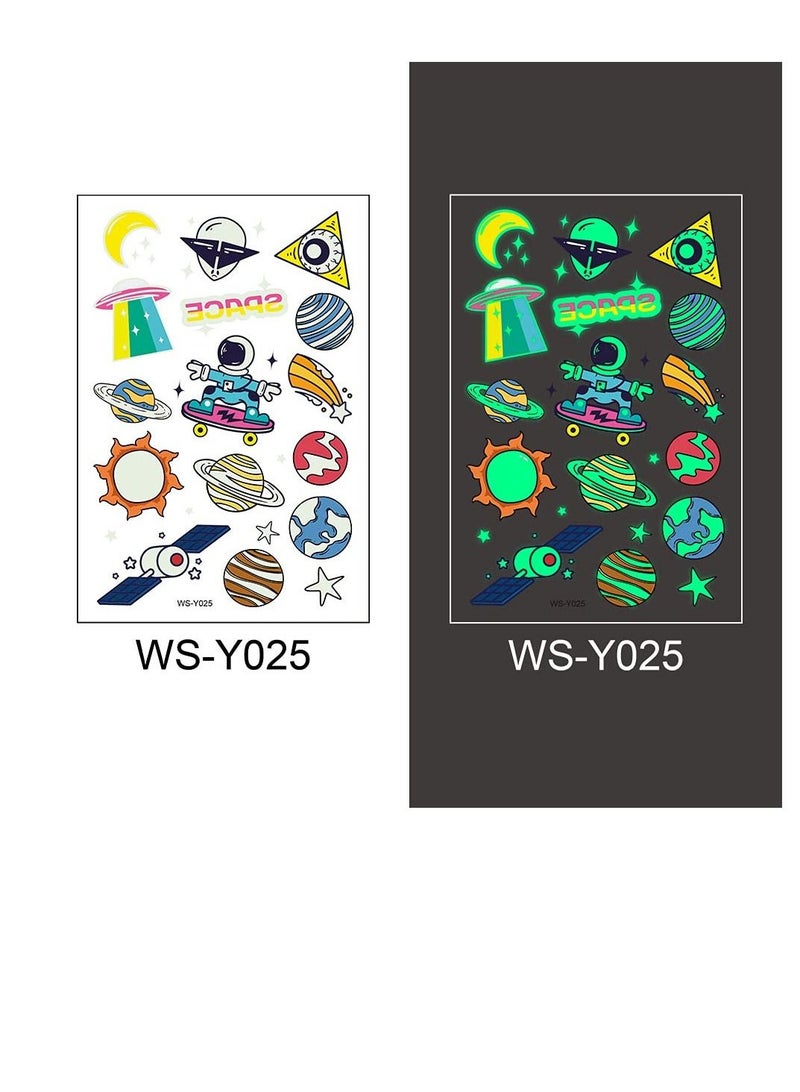Excefore Glow Temporary Tattoos for Kids Waterproof Luminous Tattoo Sticker Mixed Style Cartoon Fake Stickers Party Supplies Gifts Boys and Girls 10 Sheets  - Image 4