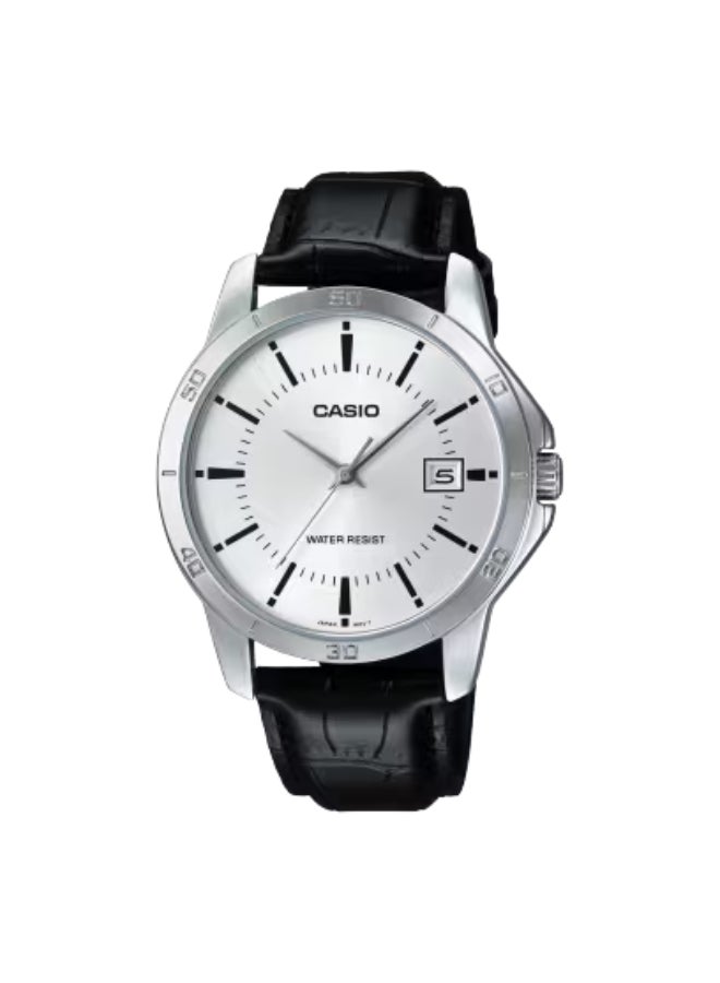 Men's Leather Analog Watch MTP-V004L-7A - 41.5 mm