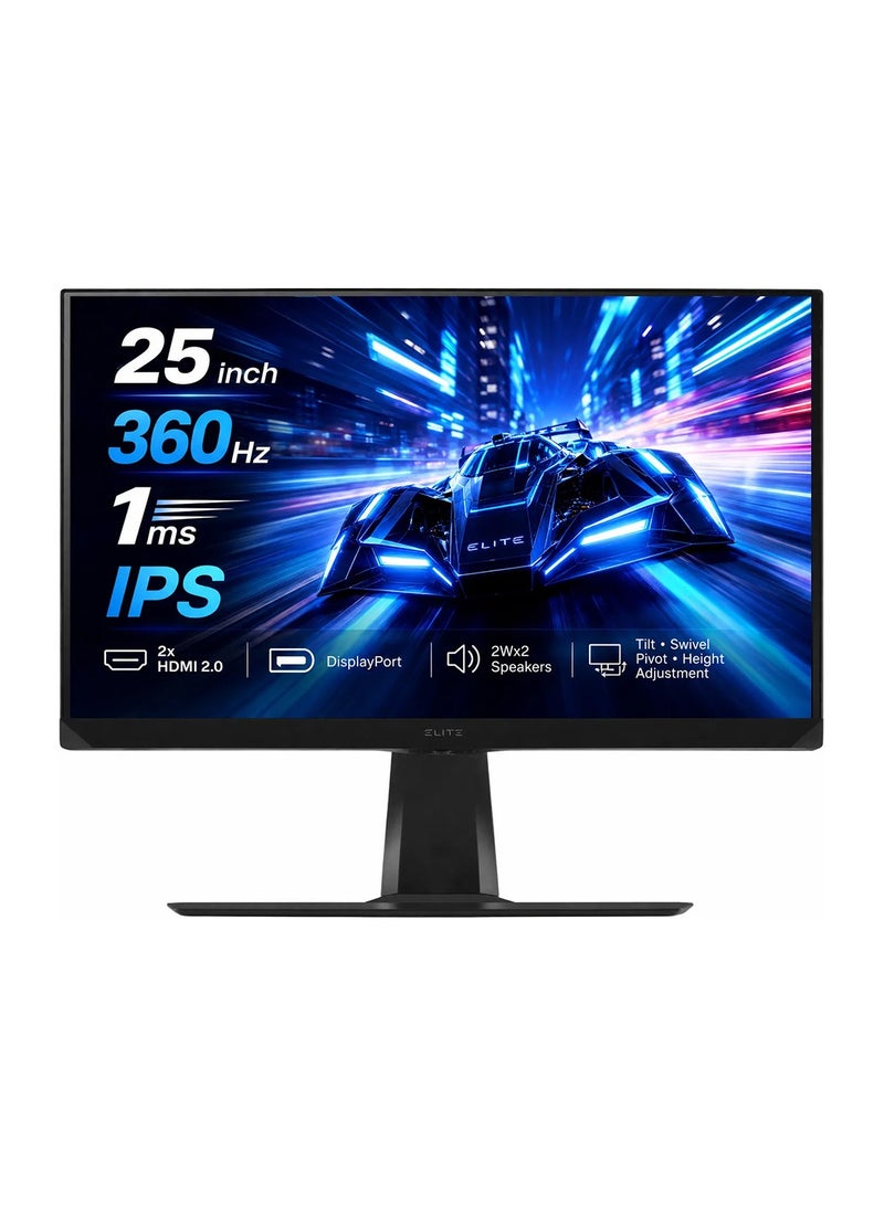 ViewSonic 25 inch 360Hz IPS Gaming Monitor, 1ms, 2x HDMI 2.0, DisplayPort, 2Wx2 Speakers, tilt, swivel, pivot, height adjustment XG251G Black Black - Image 1