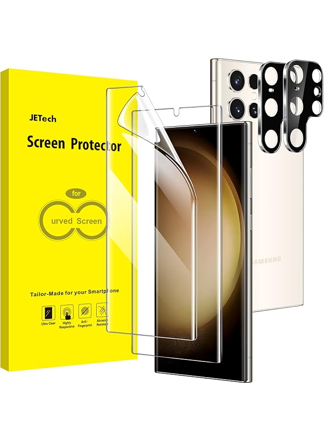 Jetech Screen Protector For Samsung Galaxy S23 Ultra 5G 6.8 Inch With Camera Lens Protector Flexible Tpu Film Fingerprint Id Compatible Easy Installation Hd Clear 2 Pack Each - Image 1