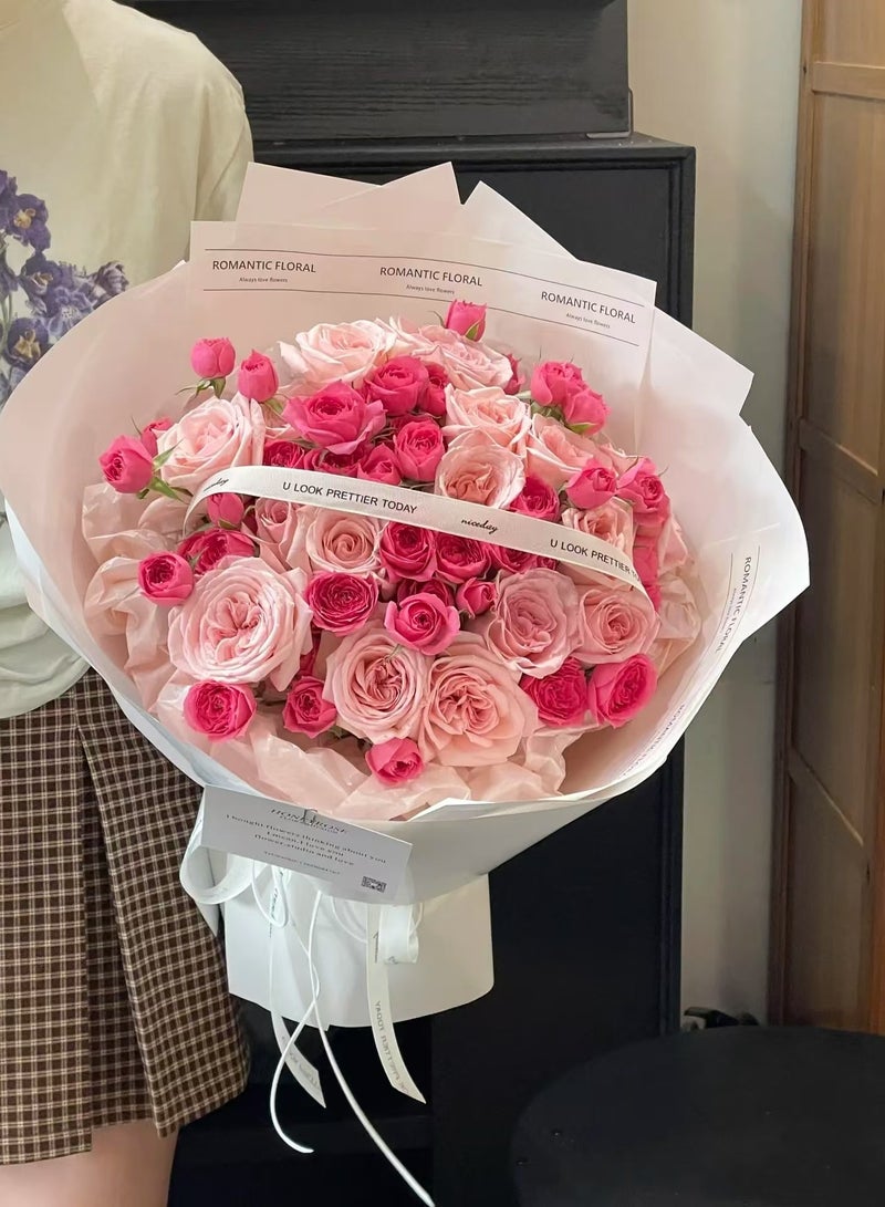 20 sheets of premium gift and bouquet wrapping paper 58x58cm (white) - Image 4