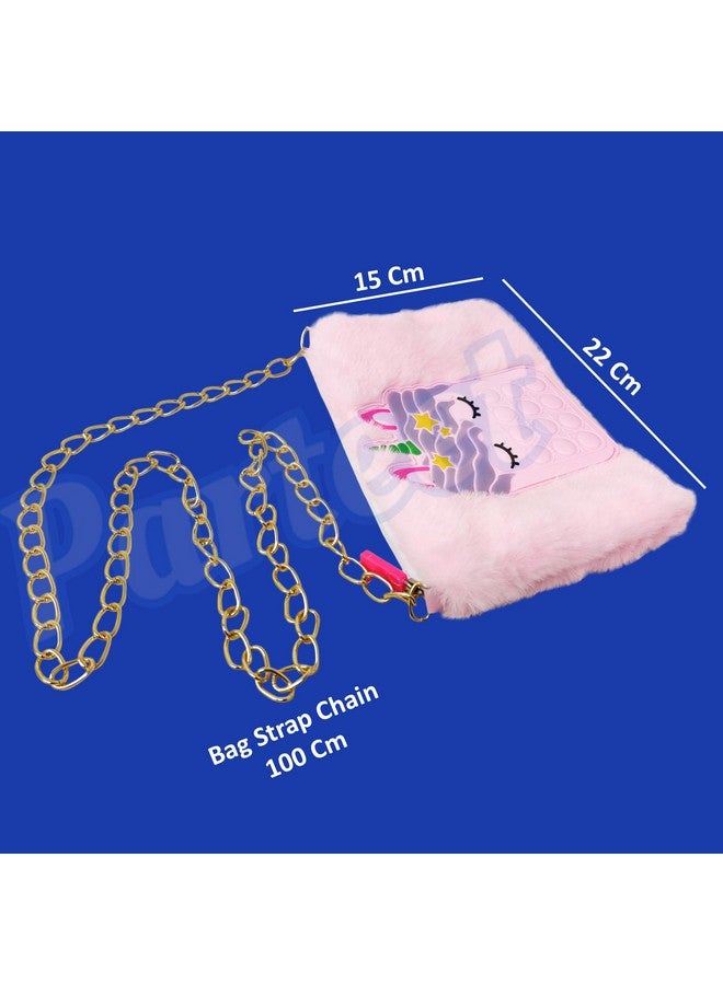 PARTEET Unicorn Fur Princess Cute Crossbody Handbags for Girls with 1 Unicorn Fur Purse, 1 Unicorn Comb, 1 Unicorn Bracelet & 10 Unicorn Clip for Kids (Pack of 4 Items) - Image 5