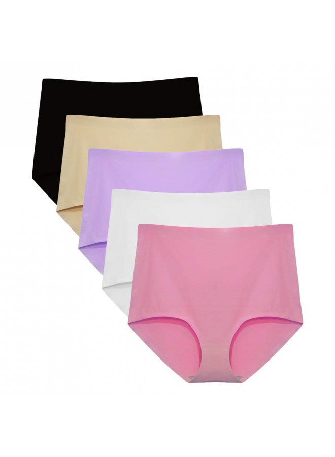 FallSweet No Show High Waist Briefs Underwear for Women Seamless Panties,Pack of 5 (Color2, L) - Image 1
