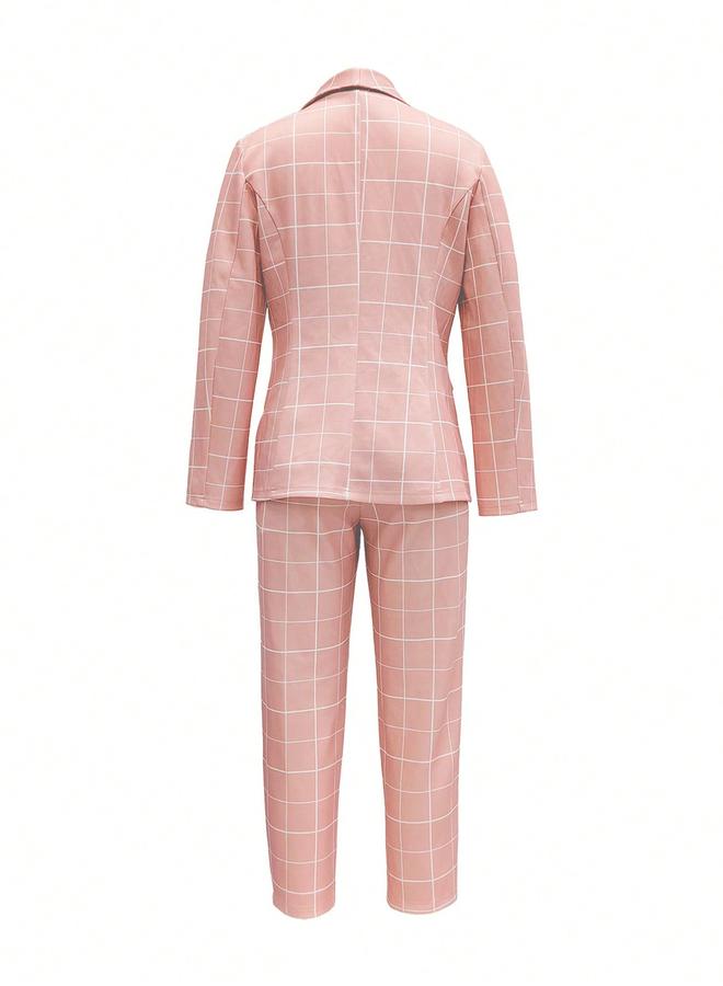 تايك تو بليزر وردي بنقشة مربعات - Image 2