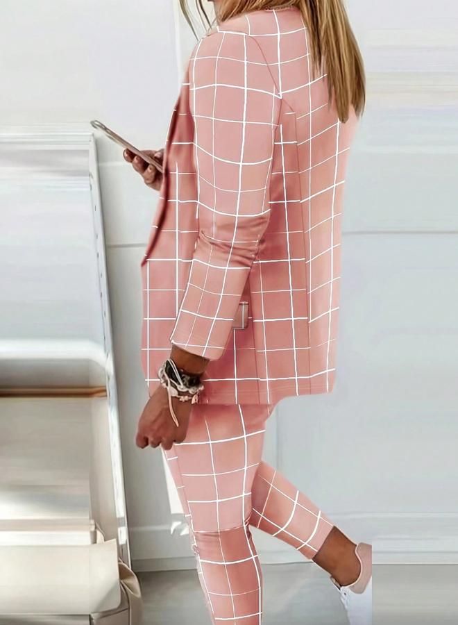 تايك تو بليزر وردي بنقشة مربعات - Image 3