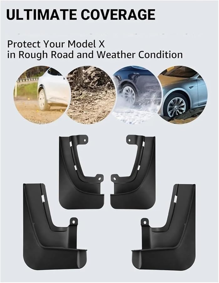 Tesla Model X 2022 2024 لوحات الوحل واقيات الرش حماية الإطارات السوداء - Image 4