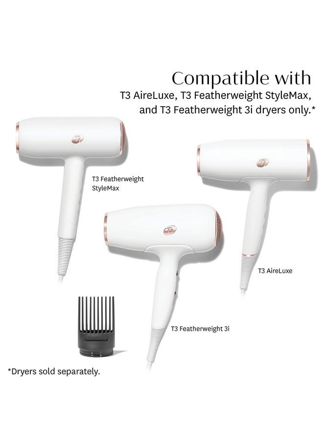 T3 Smoothing Comb Blow Dryer Attachment ; Compatible With T3 Aireluxe T3 Featherweight Styleplus & T3 Featherweight 3I Hair Dryers ; Vented Teeth To Prep Stretch And Detangle Curly Or Coily Hair