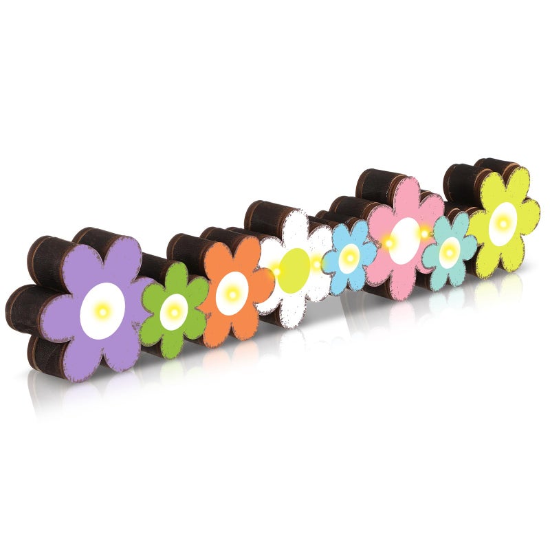 Yousoontic Spring Easter Decorations Daisy Flower Table Centerpieces, Light up 3D Wooden Floral Sign with LED Lights, Colorful Farmhouse Spring Decor for Home Mantel Desk Office Party - Image 1