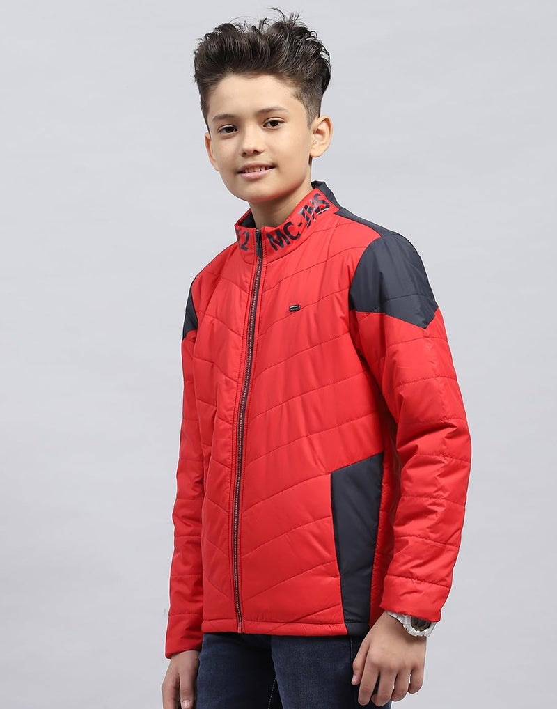 Monte Carlo Boys Solid Red Mock Neck Full Sleeve Jacket (524068014-1-26) - Image 2