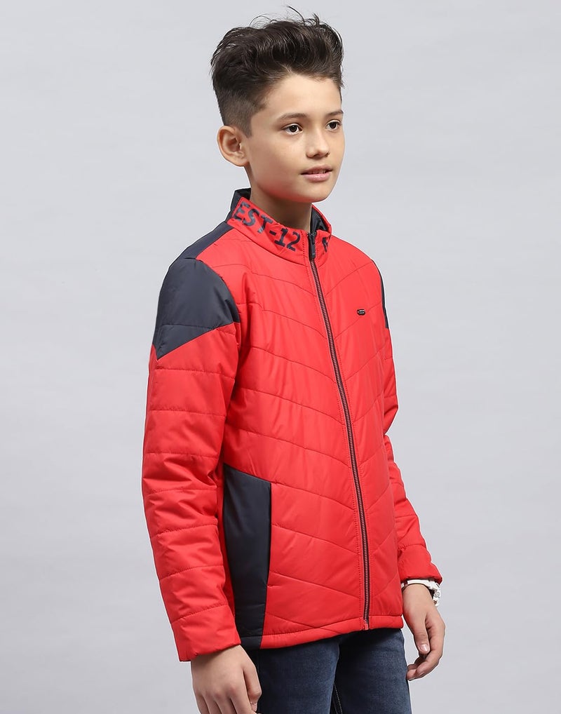 Monte Carlo Boys Solid Red Mock Neck Full Sleeve Jacket (524068014-1-26) - Image 3