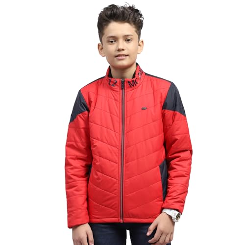 Monte Carlo Boys Solid Red Mock Neck Full Sleeve Jacket (524068014-1-26) - Image 1