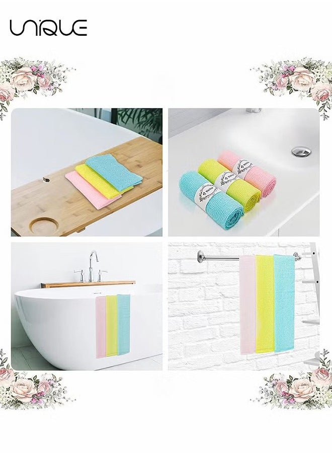 Unique Bath Washcloth, Exfoliating Washcloth Towel 3PCS, Washcloth Nylon Beauty Skin Bath Wash Towel Sponge, Back Scrubber Washer for Shower, Body Scrub Rag Brush Loofah Exfoliator for Body Exfoliation  - Image 4