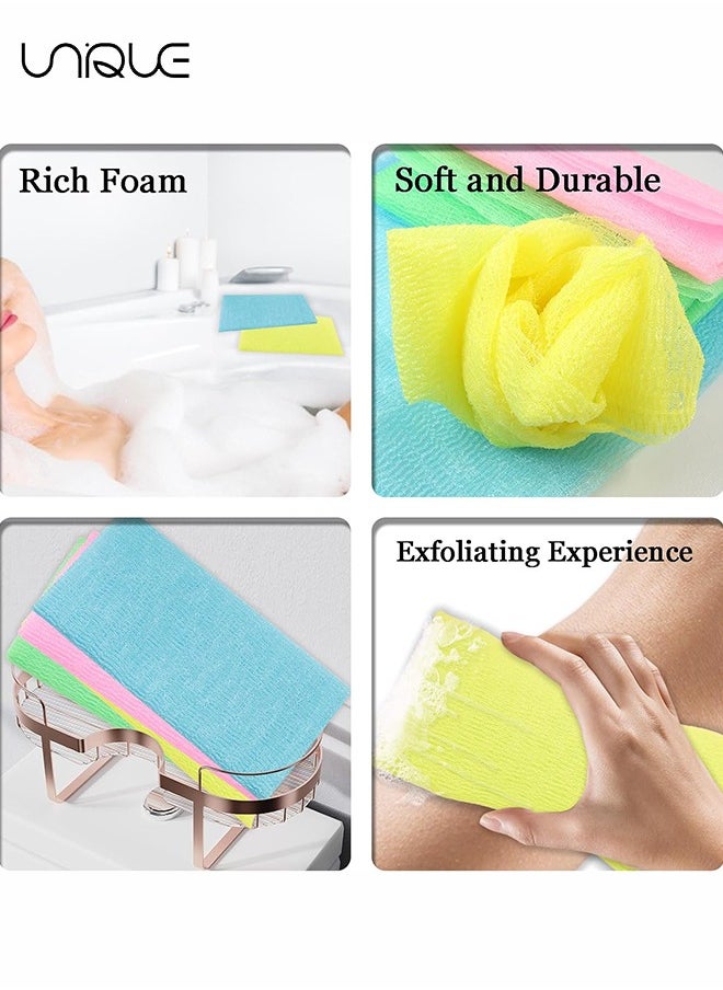 Unique Bath Washcloth, Exfoliating Washcloth Towel 3PCS, Washcloth Nylon Beauty Skin Bath Wash Towel Sponge, Back Scrubber Washer for Shower, Body Scrub Rag Brush Loofah Exfoliator for Body Exfoliation  - Image 5