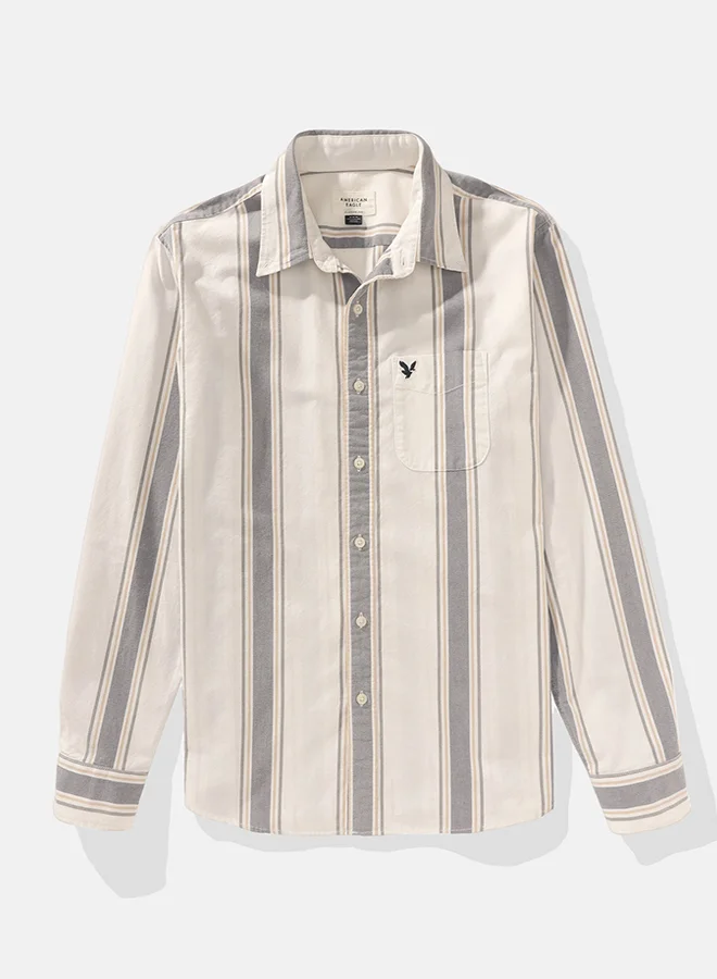 American Eagle AE Striped Everyday Oxford Button-Up Shirt