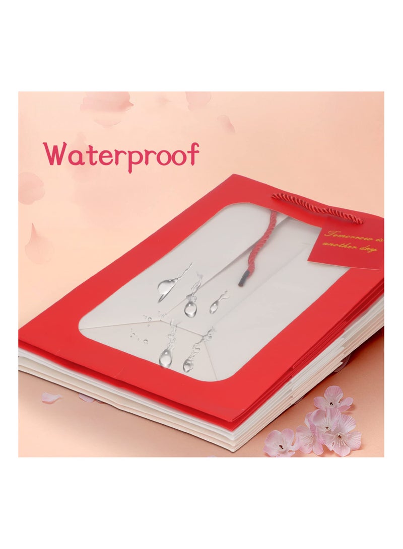 SYOSI أكياس هدايا بنافذة، (عبوة من 6 قطع) أكياس هدايا متوسطة الحجم بألوان متنوعة، كيس ورقي سميك بمقابض ونافذة لحفلات الزفاف وأعياد الميلاد وحفلات استقبال المولود (7.9 × 11.8 × 6.3 بوصة، 3 ألوان) - Image 5