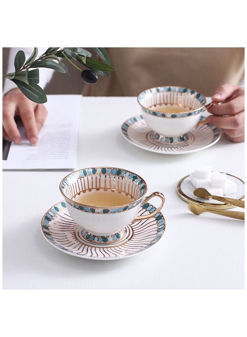 Sharpdo 2 Sets Gold Thread Coffee Cup 220 Ml And Coffee Dish  - Image 4