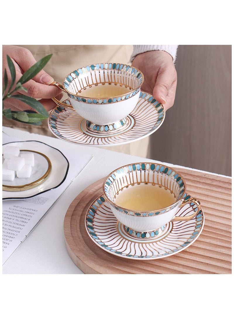 Sharpdo 2 Sets Gold Thread Coffee Cup 220 Ml And Coffee Dish  - Image 3