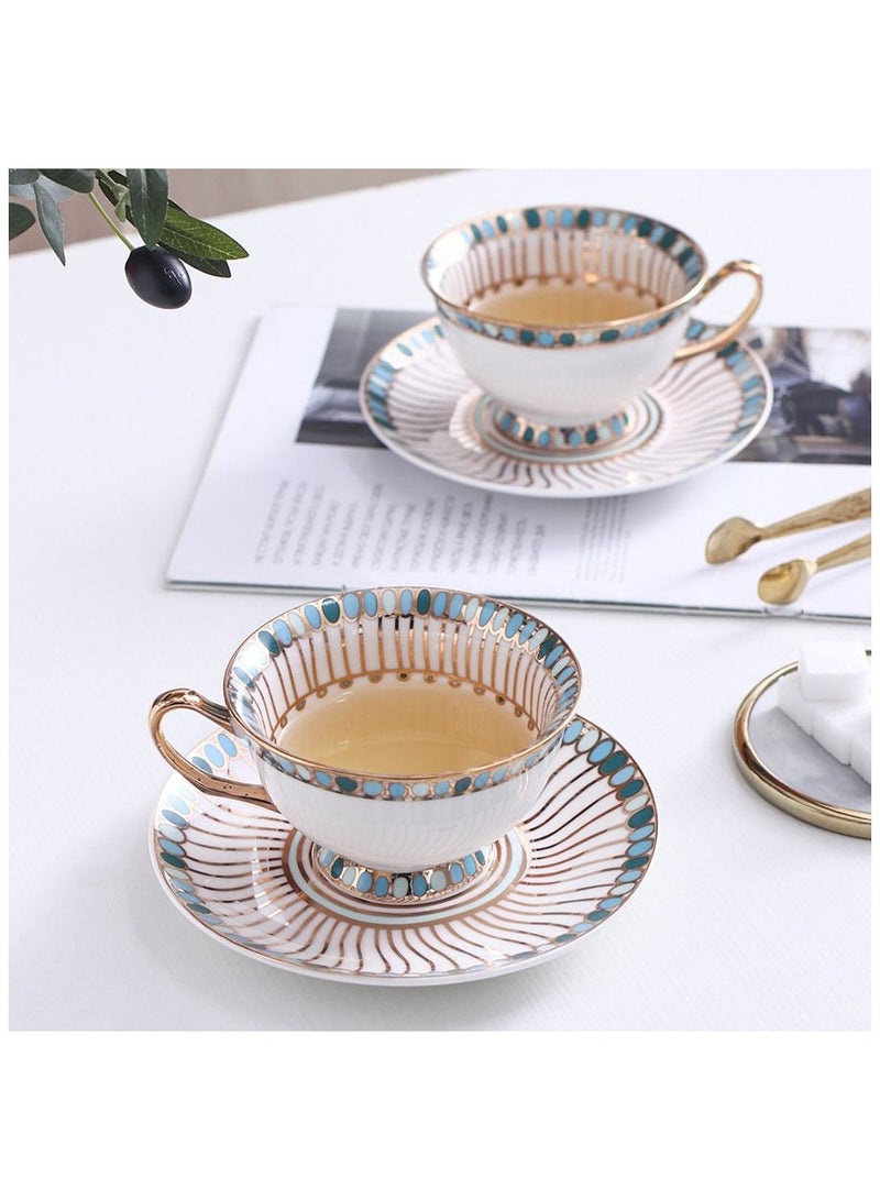 Sharpdo 2 Sets Gold Thread Coffee Cup 220 Ml And Coffee Dish  - Image 5