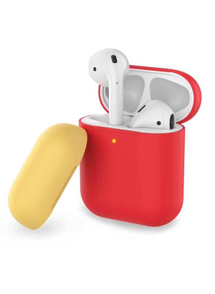 Ahastyle Two Toned Silicone Case for Airpods / Ultra Thin Design / Durable and Impact Absorbent - Red/Yellow