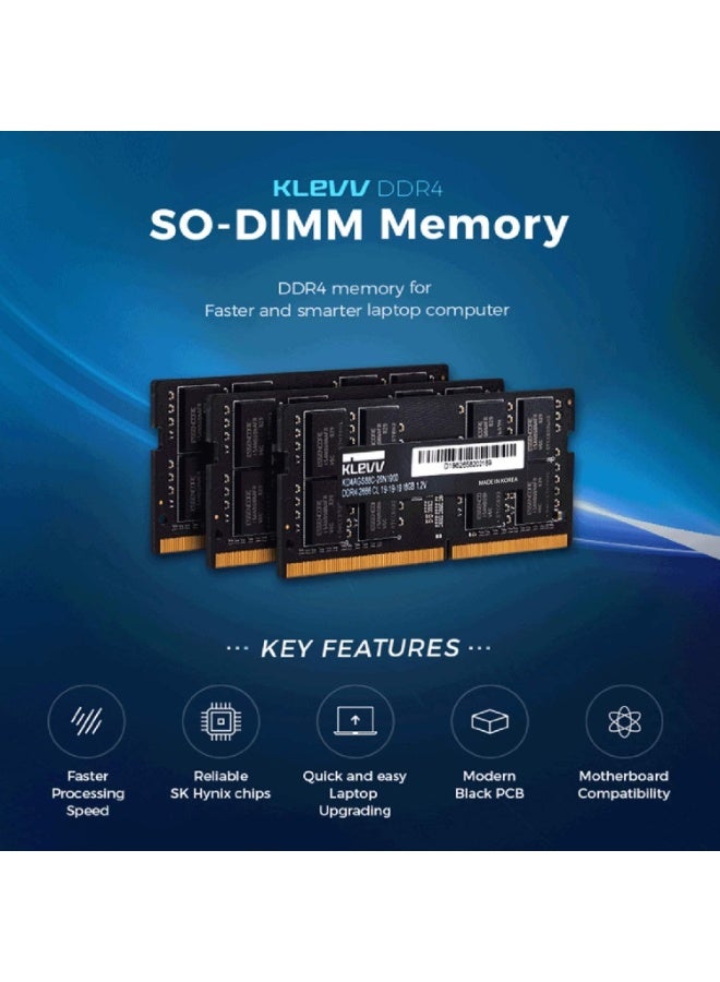 KLEVV DDR4 8GB 1x8GB 3200MHz CL22 1.2V SODIMM Laptop Ram Memory SK Hynix Chip KD48GS880 32N220A 8GB 1 x 8GB 3200MHz Black - Image 2