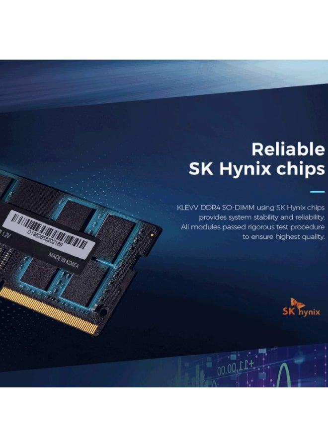KLEVV DDR4 8GB 1x8GB 3200MHz CL22 1.2V SODIMM Laptop Ram Memory SK Hynix Chip KD48GS880 32N220A 8GB 1 x 8GB 3200MHz Black - Image 5
