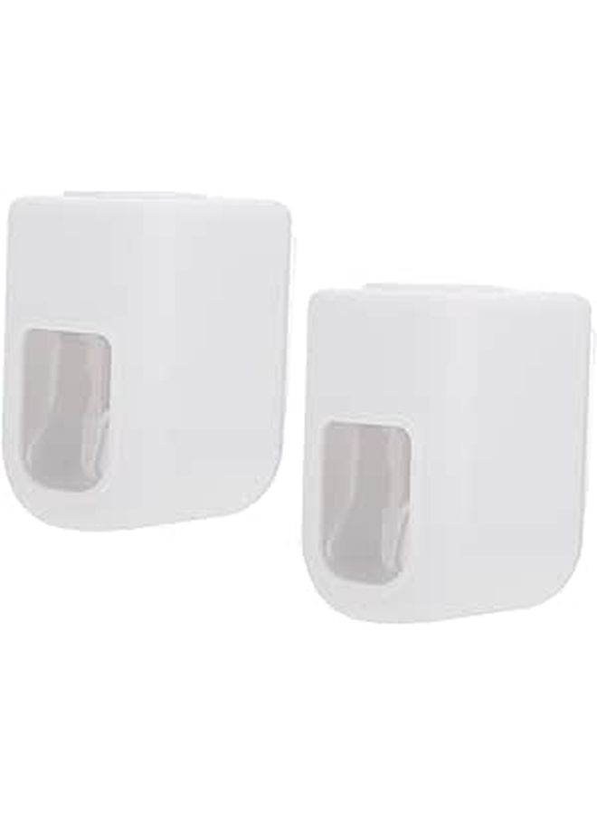 Wall Mount Toothpaste Squeezer Holder Auto Press Type 2 Pack White - Image 1