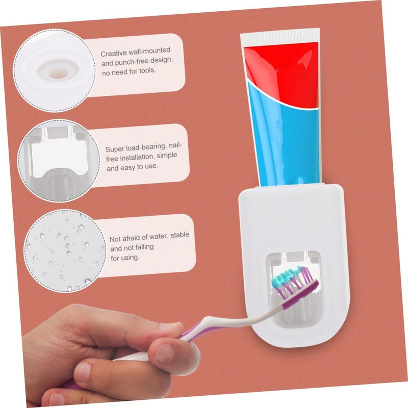 Wall Mount Toothpaste Squeezer Holder Auto Press Type 2 Pack White - Image 4