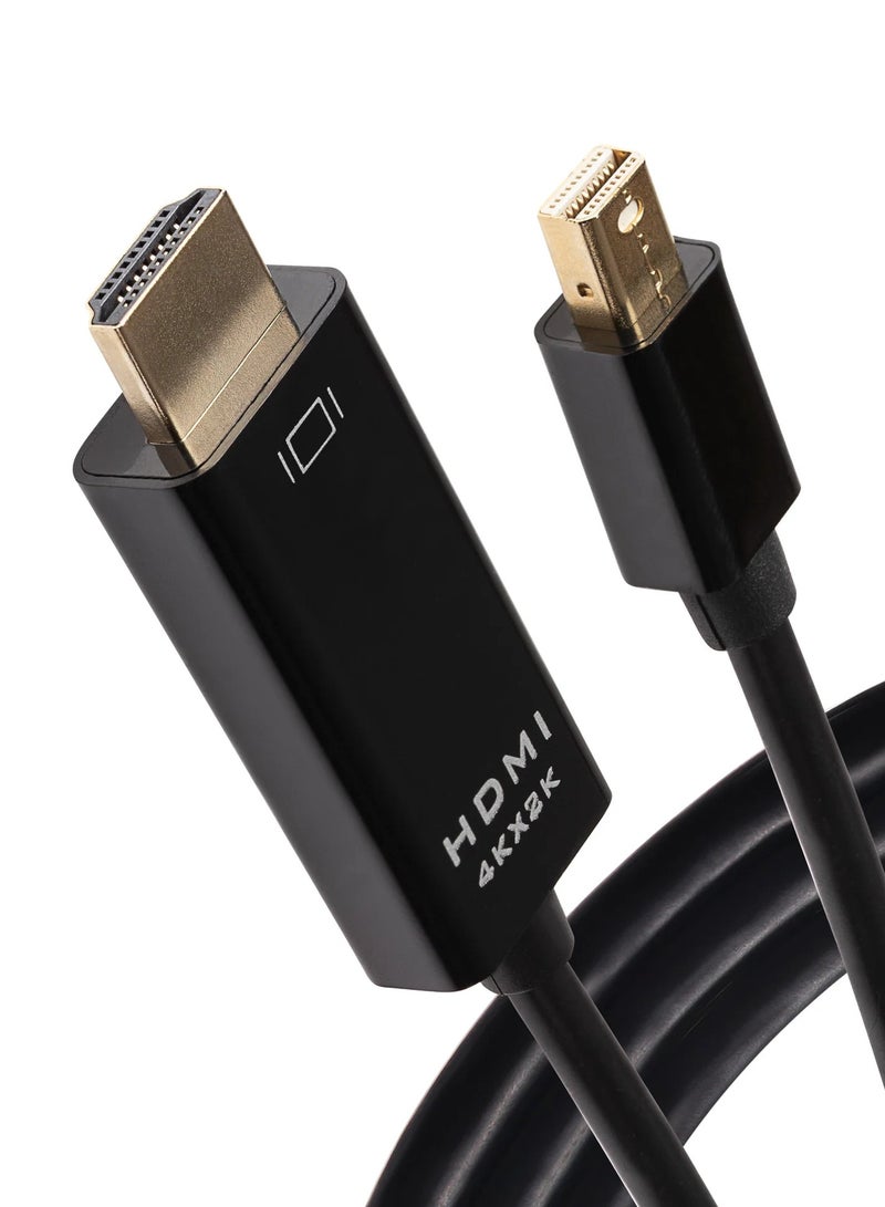Mini DisplayPort to HDMI Adapter Cable – High-Speed 1.8 Meter Connector for Seamless Audio & Video Transmission – Sleek Black Finish - Image 1