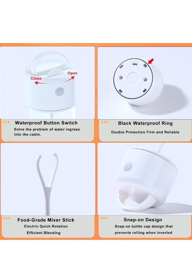 Self Stirring Bottle, Electric Automatic Stirring Cup, Portable Leakproof Mixer Cup, Borosilicate Glass Bottle with Lid, Self Mixing Mug for Chocolate Milk Protein, BPA Free Shaker Cup 360ML - Image 1