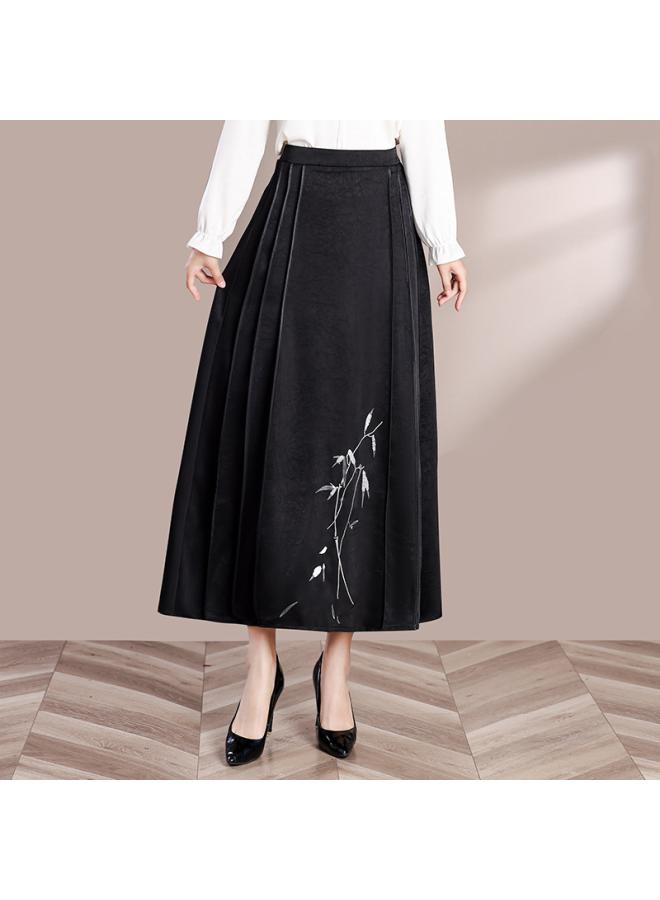 Spring Mother Dress New Women's Clothing Retro New Chinese Style National Style Daily Hanfu Long Skirt Horse Face Skirt 