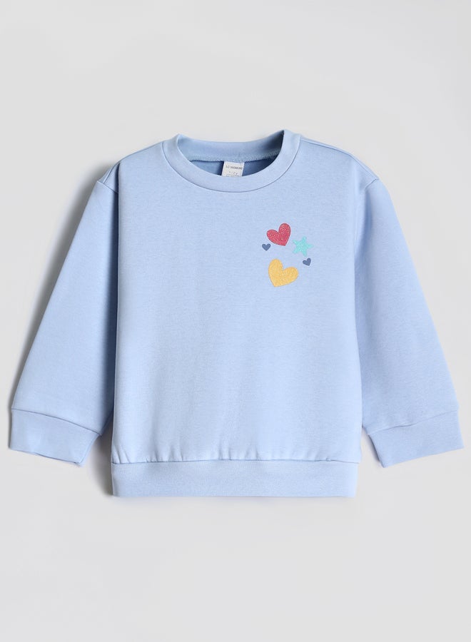 ال سي وايكيكي طقم من قطعتين سويتر بناتي رضّع مطبوع بياقة دائرية - Image 2