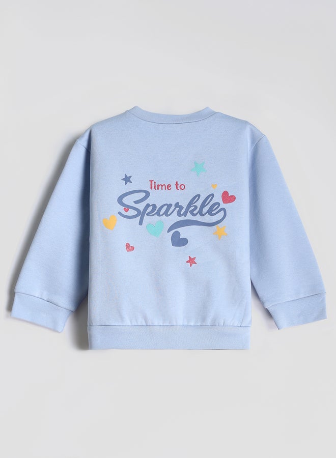 ال سي وايكيكي طقم من قطعتين سويتر بناتي رضّع مطبوع بياقة دائرية - Image 4