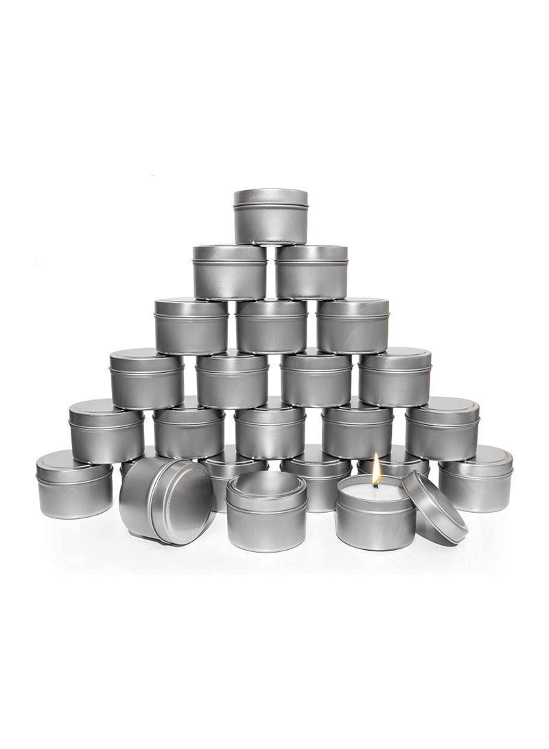 SYOSI Candle Tins, 5 Piece, Metal Candle Containers for Making Candles, Arts  Crafts, Dry Storage, Party Favors and More   Round Tin with Slip On Lids 70gPiece, 118ML, Silver - Image 1