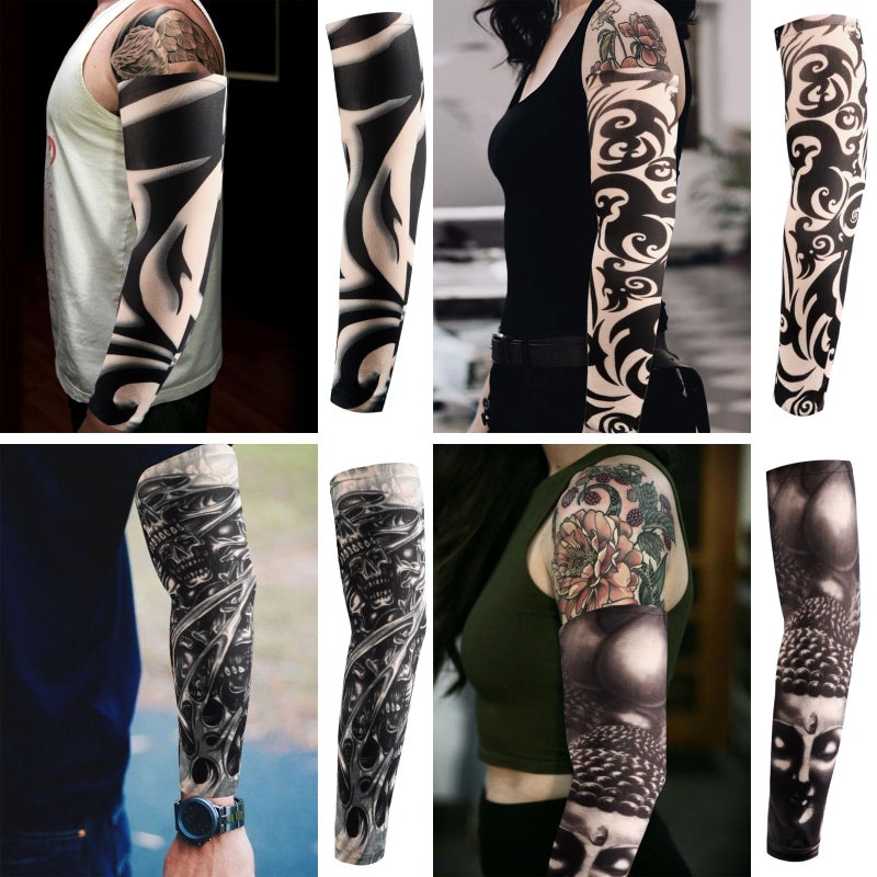 YARIEW Tattoo Sleeves for Men, 6Pcs Fake Tattoos Sleeves to Cover Arms Sun Protection Sleeve Covers for Men and Women (Set 9) - Image 2