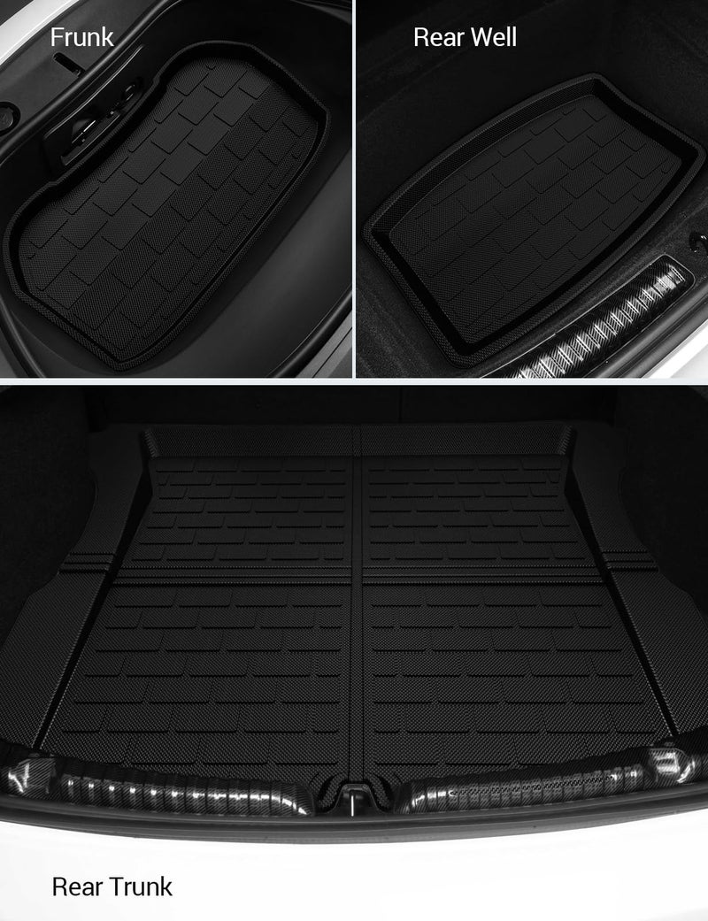BASENOR 2024 Upgraded 6PCS Tesla Model 3 Floor Mats All-Weather Car Mats Anti-Slip 3D Material Cargo Liner Trunk Mat for 2024 Model 3 Highland Accessories - Image 4