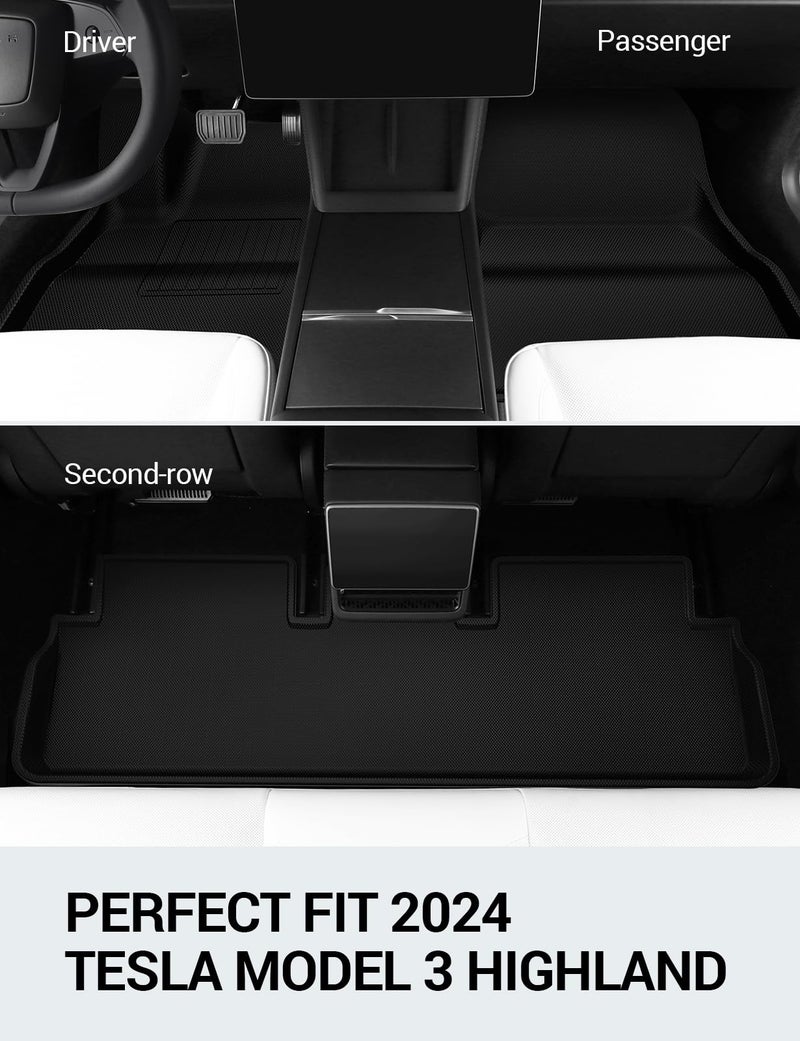 BASENOR 2024 Upgraded 6PCS Tesla Model 3 Floor Mats All-Weather Car Mats Anti-Slip 3D Material Cargo Liner Trunk Mat for 2024 Model 3 Highland Accessories - Image 3