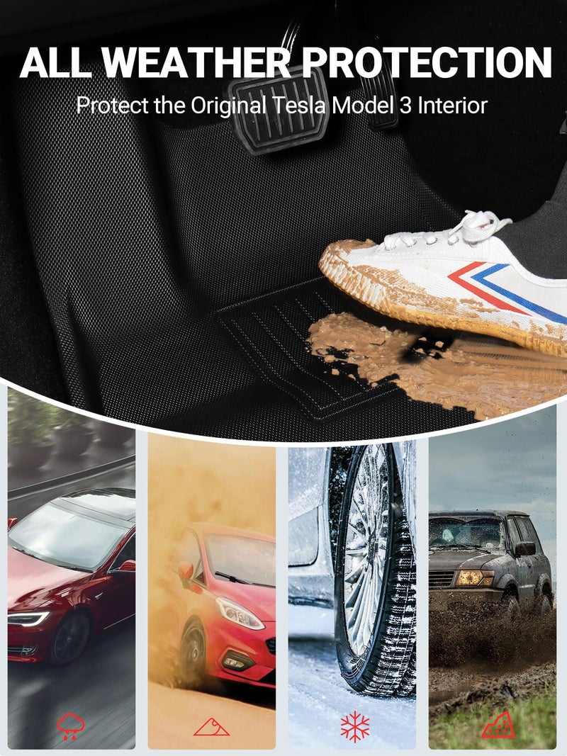 BASENOR 2024 Upgraded 6PCS Tesla Model 3 Floor Mats All-Weather Car Mats Anti-Slip 3D Material Cargo Liner Trunk Mat for 2024 Model 3 Highland Accessories - Image 5