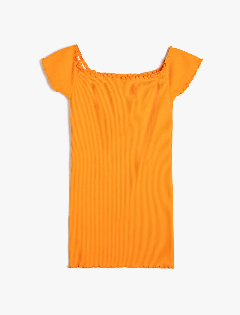 KOTON Koton | Ribbed Ruffle Detail Column Dress