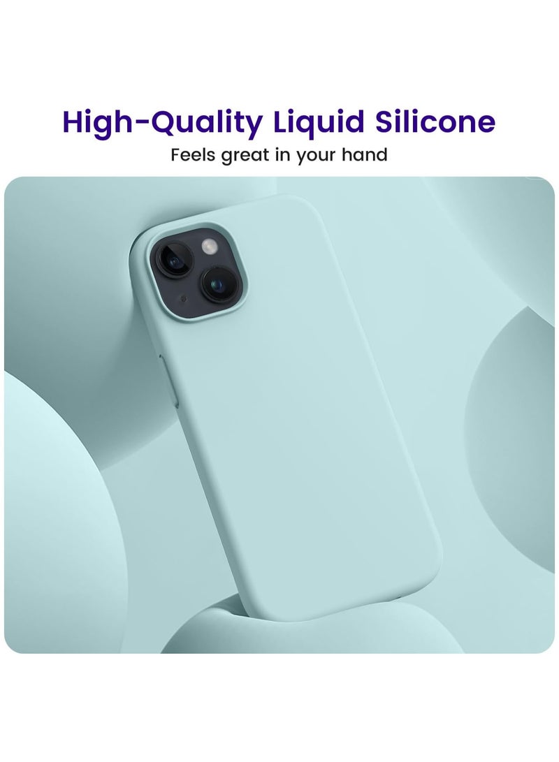 Silicone Case Compatible with iPhone 13 and iPhone 14, Slim Liquid Silicone, Layers of Soft Gel Rubber Shockproof, Protective Phone Case Cover with TPU Lining (Mint Green) - Image 3