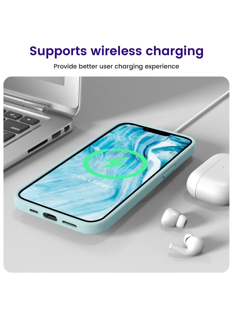 Silicone Case Compatible with iPhone 13 and iPhone 14, Slim Liquid Silicone, Layers of Soft Gel Rubber Shockproof, Protective Phone Case Cover with TPU Lining (Mint Green) - Image 4