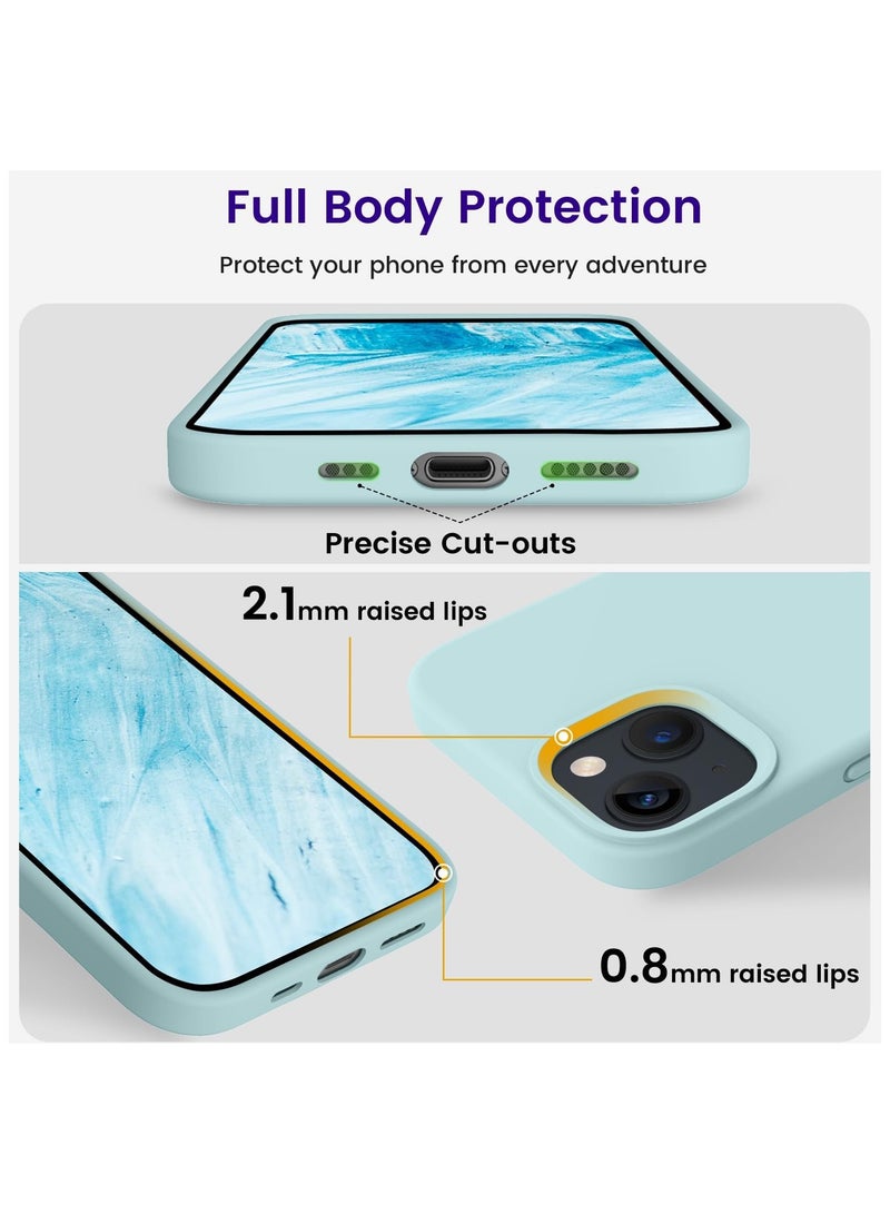 Silicone Case Compatible with iPhone 13 and iPhone 14, Slim Liquid Silicone, Layers of Soft Gel Rubber Shockproof, Protective Phone Case Cover with TPU Lining (Mint Green) - Image 5