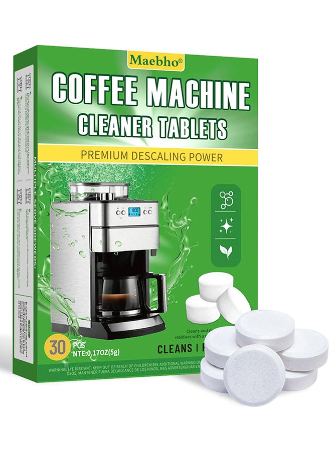 مايبهو أقراص مزيل الترسبات لمنظف ماكينة القهوة - 30 قطعة ، آلة القهوة الأوتوماتيكية للطعام ، وتنظيف الأقراص لإزالة الترسبات الكلسية ، وأقراص إزالة الترسبات الكلسية - Image 1