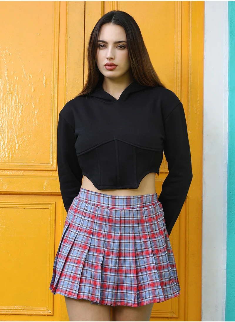 كامبوس سوترا Women's Midnight Black Cropped Corset Hoodie