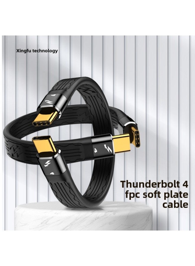 Lightning 4 Double TypeC Data Cable USB4 Full-function 40GB Hard Disk Short Cable 8K Audio And Video Cable PD240W Fast Charging-Color:C Male To C Male Thunderbolt 4 Braided Wire 0.3m - Image 2